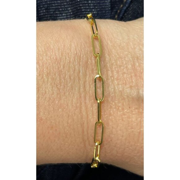 14K Yellow Gold 4 MM Lobster Claw 7.25-inch Specialty Chain Minimalist Bracelet - Picture 9 of 10